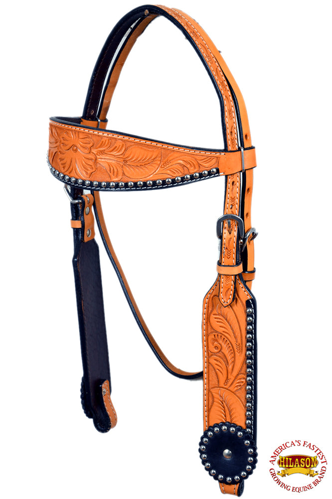 HILASON Western Horse Genuine American Leather Headstall and Breast Collar Set Saddle Tan| Headstall Bridle for Horses Western | Horse Headstall Bridle | Western Headstalls Bridle for Horses