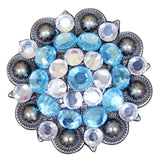 Set Of 32 Western Screw Back Concho Turquoise Crystal Saddle Cowgirl - Uhorse