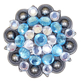 Set Of 16 W. Screw Back Concho Turquoise Crystal Saddle Cowgirl – by Hilason – Cowboy and equestrian accessories