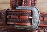 42 In 3D Natural Mens Basketweave Western Fashion Cowboy Belt