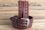 42 In 3D Natural Mens Basketweave Western Fashion Cowboy Belt