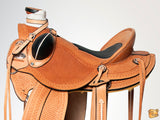 HILASON Western Horse Saddle American Leather Wade Ranch Roping Tan | Hand Tooled | Horse Saddle | Western Saddle | Wade & Roping Saddle | Horse Leather Saddle | Saddle For Horses