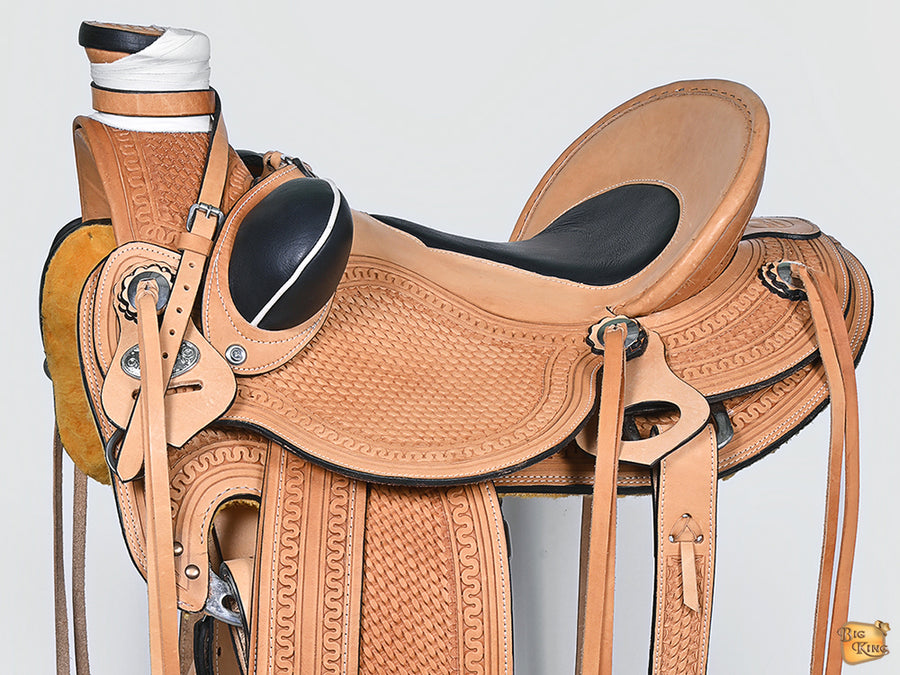 HILASON Western Horse Saddle American Leather Wade Ranch Roping Tan | Hand Tooled & For Horses