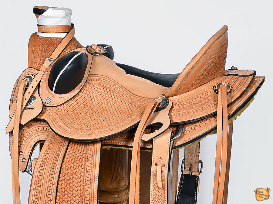 HILASON Western Horse Saddle American Leather Wade Ranch Roping Tan | Hand Tooled & For Horses