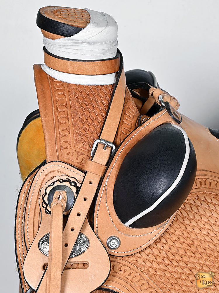 HILASON Western Horse Saddle American Leather Wade Ranch Roping Tan | Hand Tooled & For Horses
