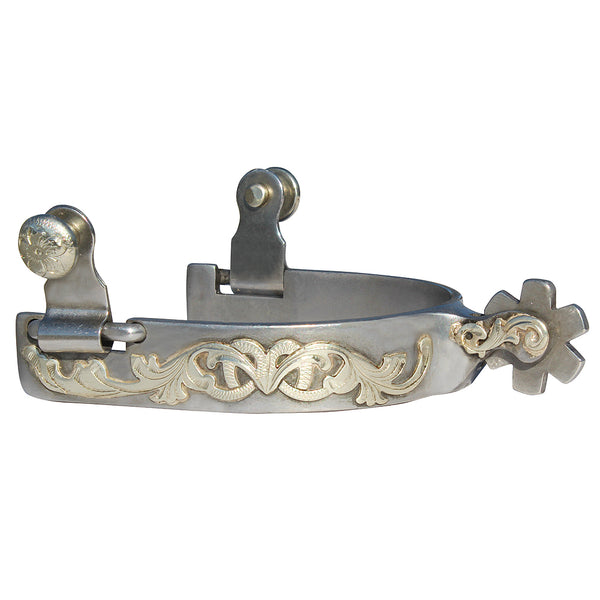 Professional Choice Short Shank Floral Polished Steel Horse Tack Spur - Hilason