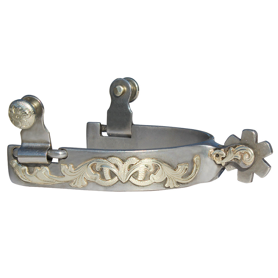 Professional Choice Short Shank Floral Polished Steel Horse Tack Spur - Hilason