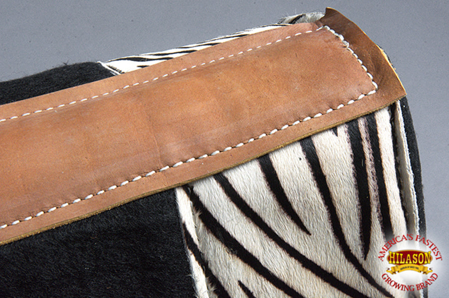 HILASON Western Wool Felt Horse Saddle Pad W/ Distressed Wear Leather | for Horses