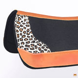 Hilason Western Wool Felt Horse Saddle Pad With Cheetah Print Leather