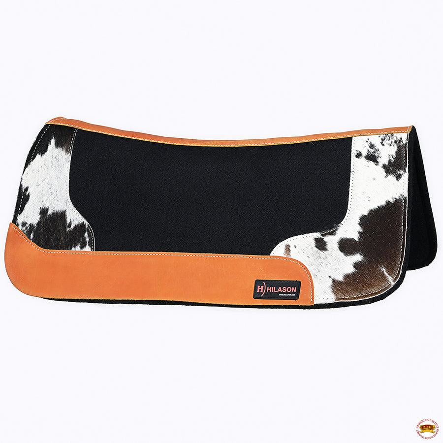 HILASON Western Wool Felt Horse Saddle Pad W/ Distressed Wear Leather | for Horses