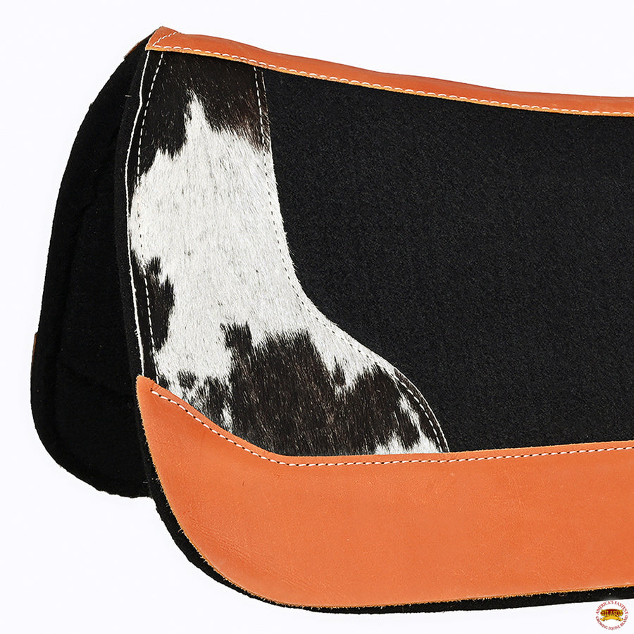 HILASON Western Wool Felt Horse Saddle Pad W/ Distressed Wear Leather | for Horses
