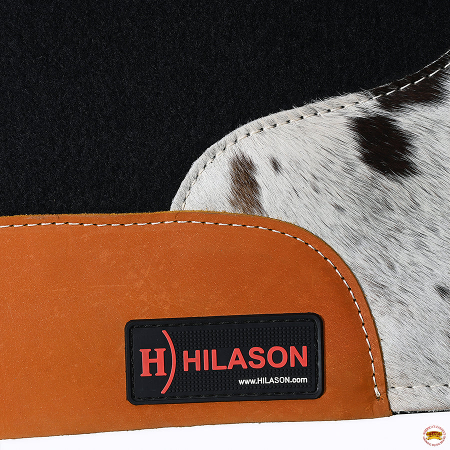 HILASON Western Wool Felt Horse Saddle Pad W/ Distressed Wear Leather | for Horses