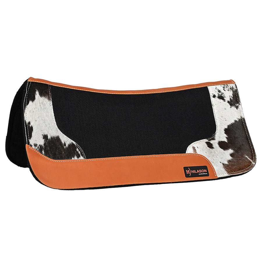Hilason Western Wool Felt Horse Saddle Pad Cowhide Hair On Leather - Uhorse
