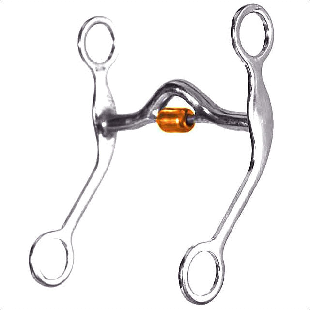 Metal horse bit with amber-colored center ring - Uhorse