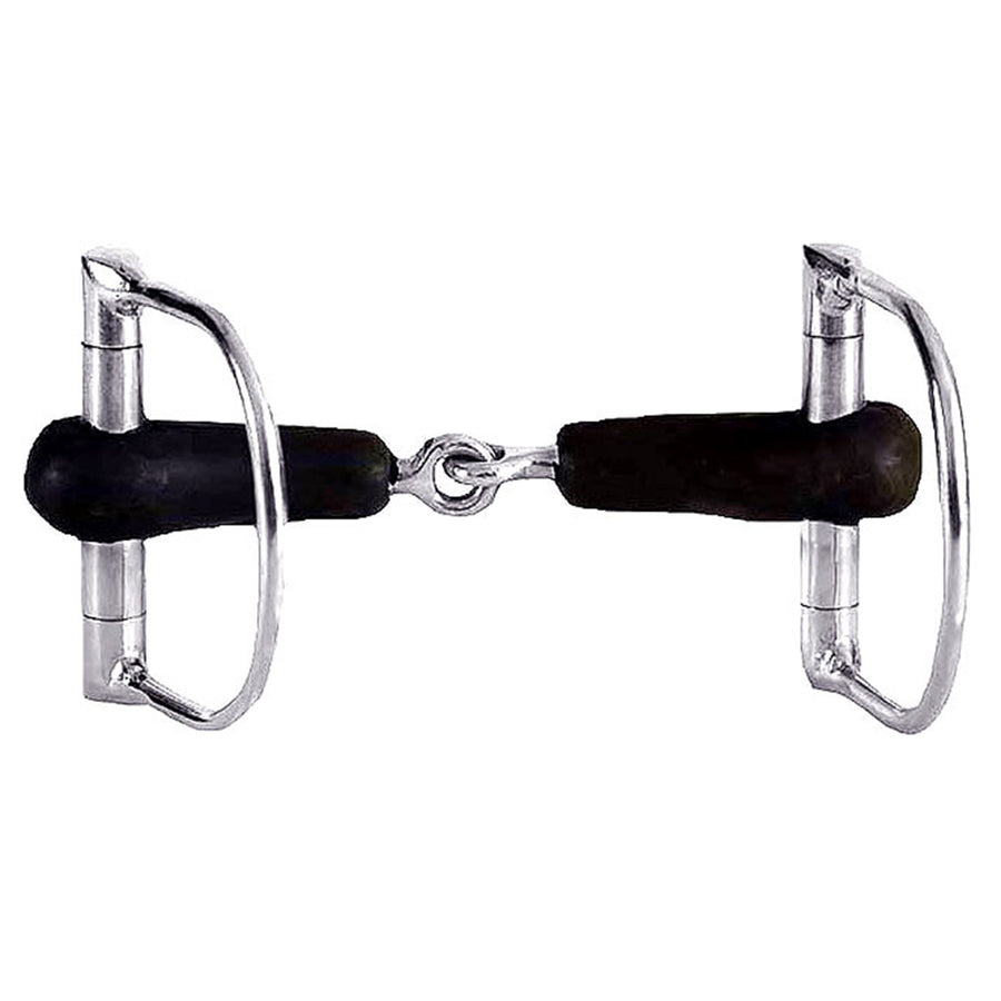 Snaffle bit with black rubber grip handles and metal rings - Uhorse