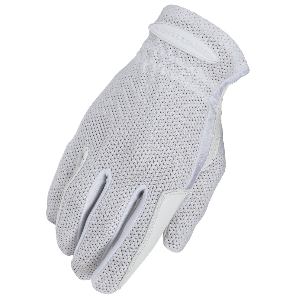 Heritage Pro Flow Summer Show Horse Riding Cool Max Glove White