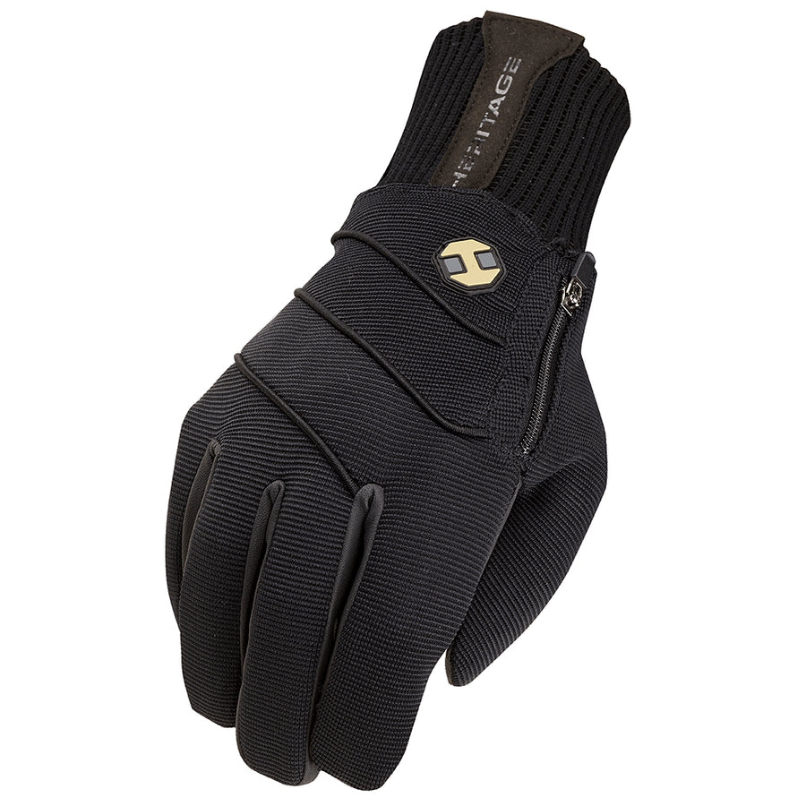 Navy nylon riding gloves with gold hardware - Uhorse