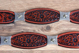 44 In 3D Floral Leather Mens Cowboy Fashion Belt Cognac Brown
