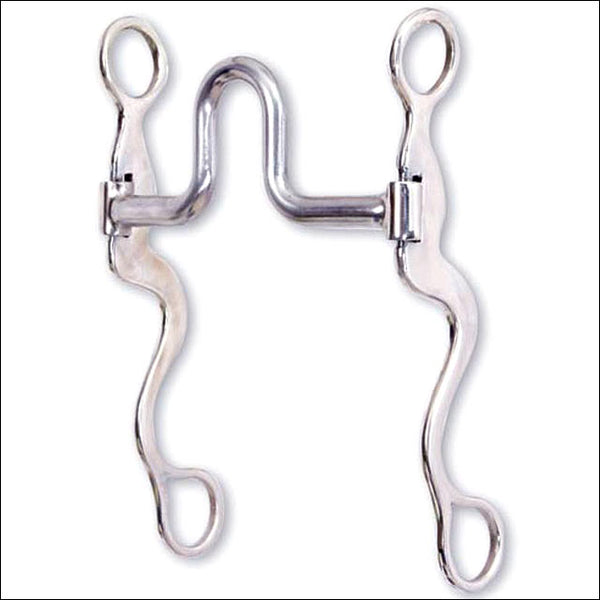 Metal horse bit with curved shanks and ring cheeks - Uhorse