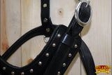 Large Leather Dog Harness Black Padded Genuine Matching Leash Hilason