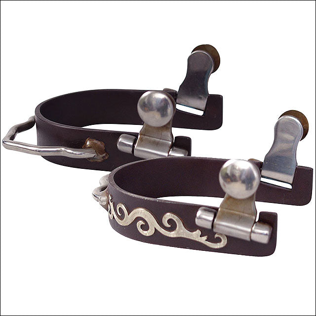 Leather western spurs with silver conchos - Uhorse
