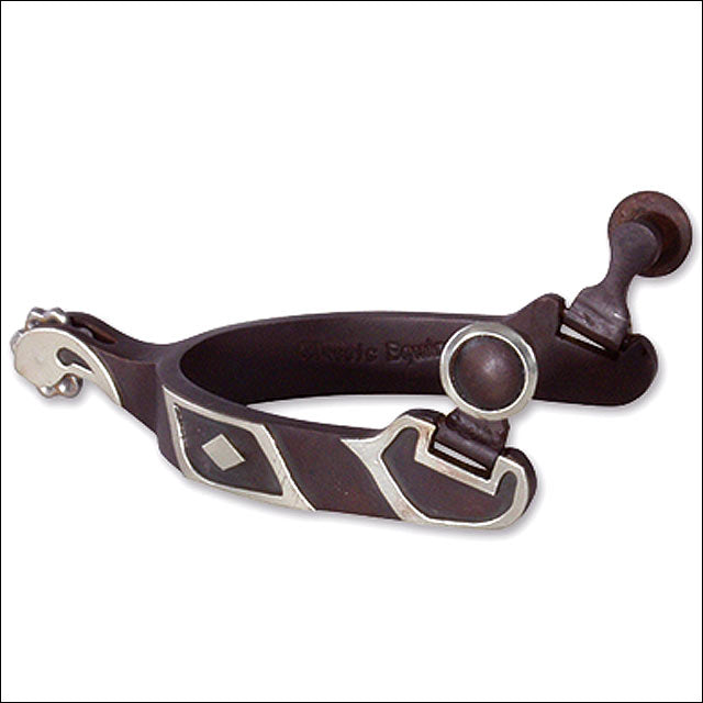 Dark leather western spurs with silver conchos - Uhorse