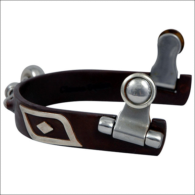 Western leather spur with silver hardware and inlay detail - Uhorse