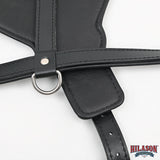 Large Leather Dog Harness Black Padded Genuine Matching Leash Hilason