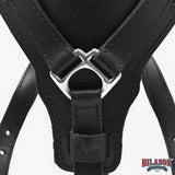Large Leather Dog Harness Black Padded Genuine Matching Leash Hilason