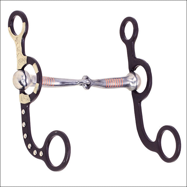Black leather western curb bit with silver mouth piece - Uhorse