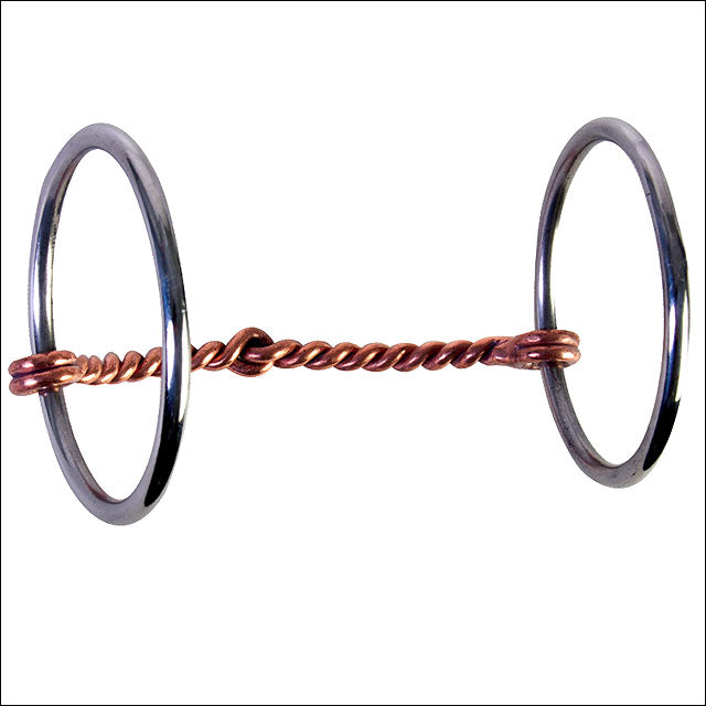 Twisted copper wire snaffle bit with stainless steel rings - Uhorse