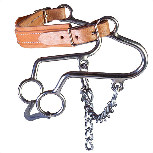Western curb bit with leather chin strap and chain - Uhorse