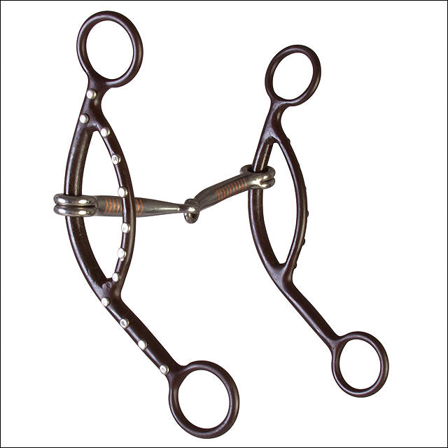 Brown metal snaffle bit with leather wrapped shanks - Uhorse