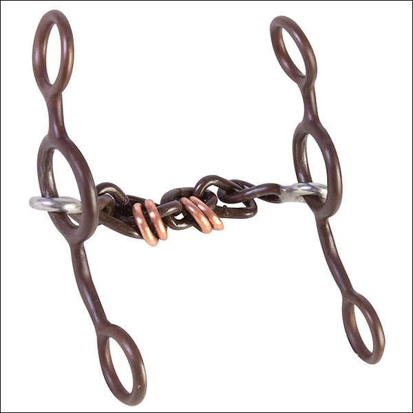 Brown metal gag bit with copper inlay - Uhorse