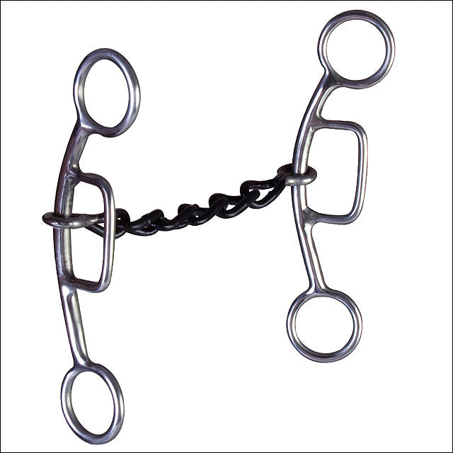 Metal horse bit with black chain curb strap - Uhorse