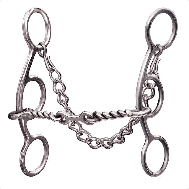 Professional Choice Futurity 3 piece Twisted Wire Mouth Horse Bit 5.5 Inch Chain - Uhorse