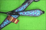 HILASON Western Horse Leather Headstall and Breast Collar Set Turquoise Cheetah| Headstall Bridle for Horses Western | Horse Headstall Bridle | Western Headstalls Bridle for Horses