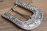 Screw Back Concho Stainless Steel Ed Belt Buckle Set Bling Clear Crystal