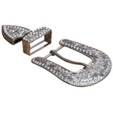 Screw Back Concho Stainless Steel Ed Belt Buckle Set Bling Clear Crystal