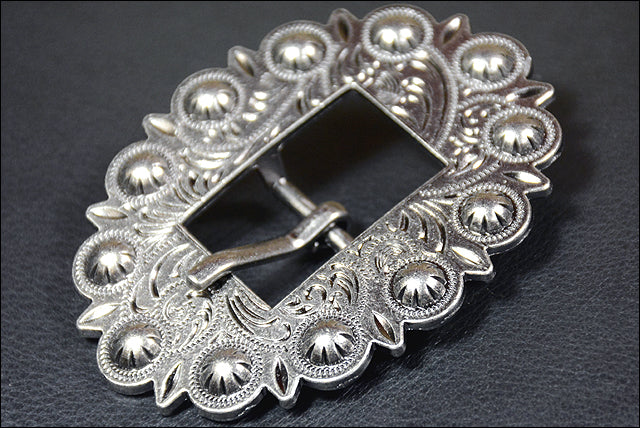 HILASON Screw Back Concho Stainless Steel Ed Leather Floral Buckle | Bridle Conchos Western Slotted
