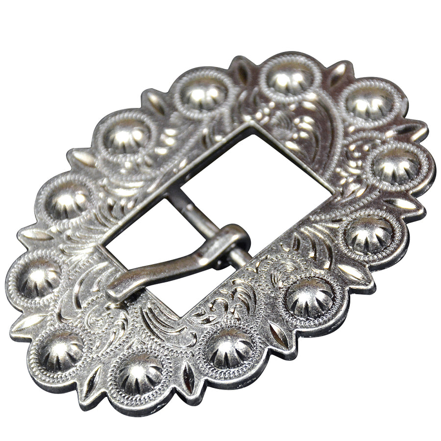 Set Of 2 Screw Back Concho Stainless Steel Ed Leather Belt Floral Buckle - Uhorse