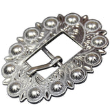 Western Screw Back Concho Stainless Steel Ed Leather Belt Floral Buckle