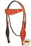 HILASON Western Horse Headstall Breast Collar Set Genuine American Leather Floral Mahogany | For Horses