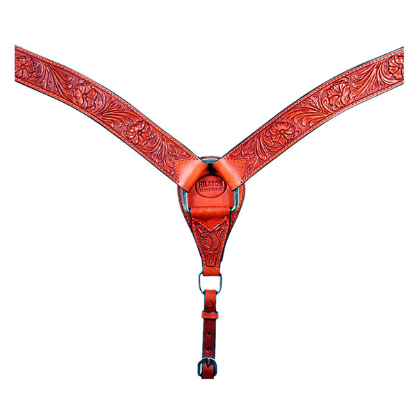 HILASON Western Horse Headstall Breast Collar Genuine American Leather Floral Mahogany - Uhorse