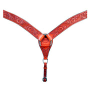 HILASON Western Horse Headstall Breast Collar Set Genuine American Leather Floral Mahogany | For Horses