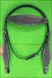 HILASON Western Horse Headstall Breast Collar Set Genuine American Leather Basket Weave Rough Out Black | For Horses