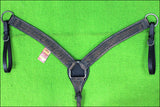 HILASON Western Horse Headstall Breast Collar Set Genuine American Leather Basket Weave Rough Out Black | For Horses