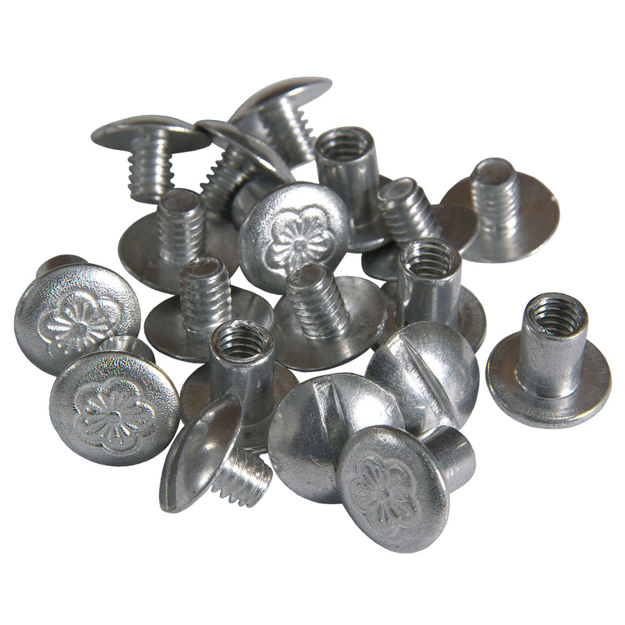 10 Pack 1/4 In. Western Horse Saddle Tack Flower Chicago Screw Aluminium - Uhorse