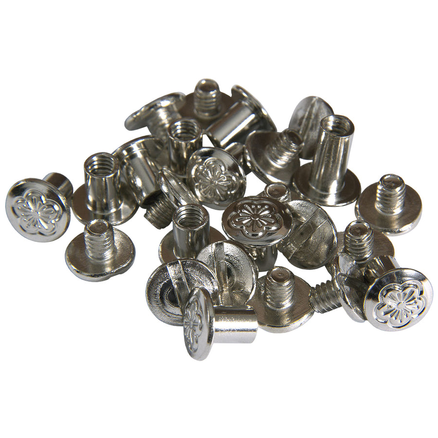 100 Pack 1/4 In. Western Horse Saddle Flower Chicago Screw Nickel Plated - Uhorse