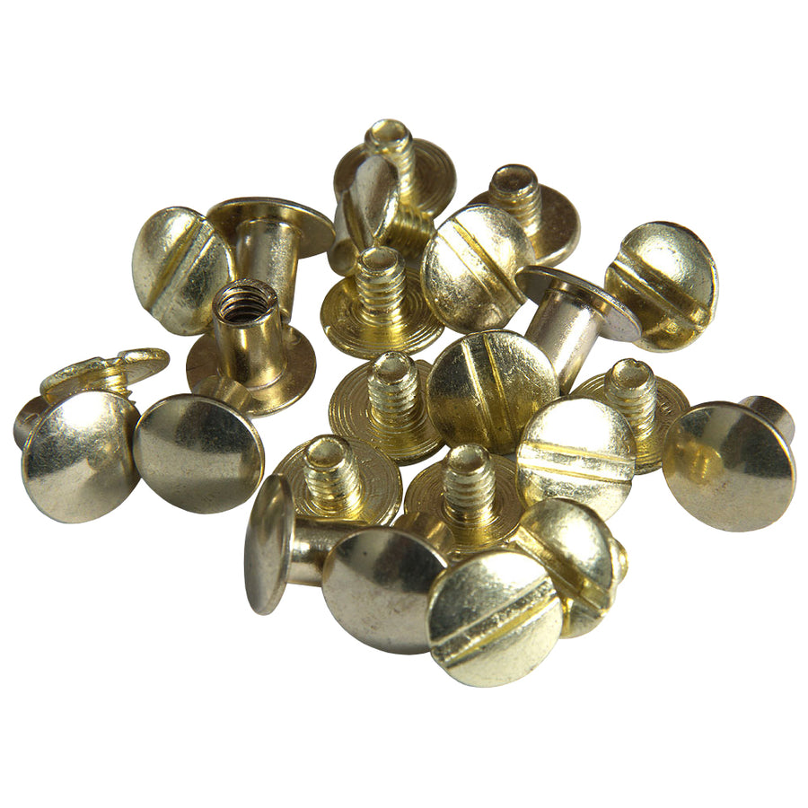 10 Pack 1/2 In. Western Horse Saddle Tack Chicago Screw Brass Plated - Uhorse
